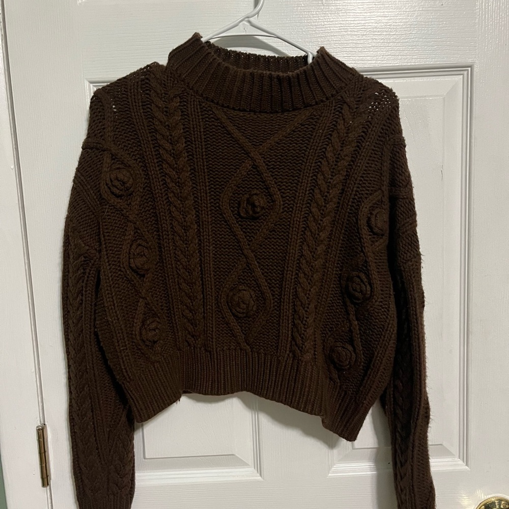 Forever 21 Dark Brown Cable Knit Sweater